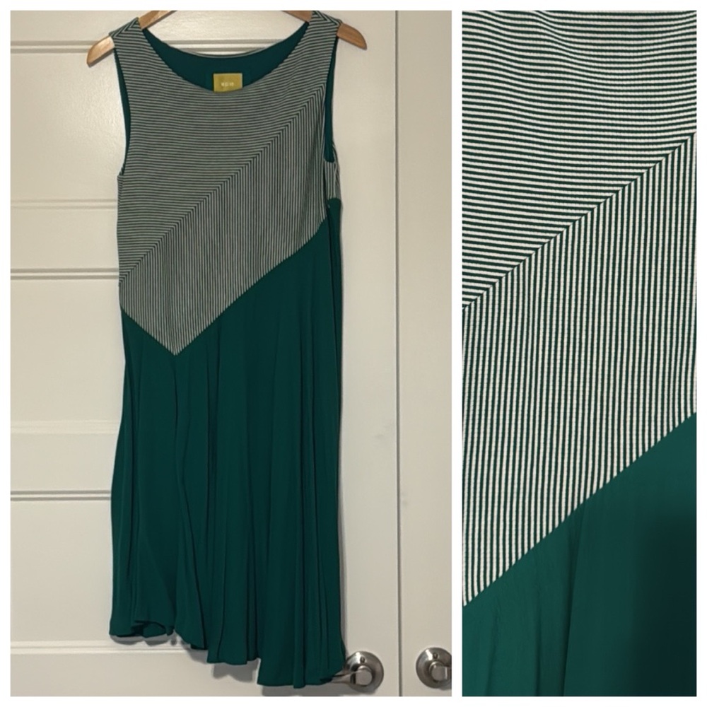 NWOT Anthropologie Maeve Green, asymmetrical, midi Dress, medium